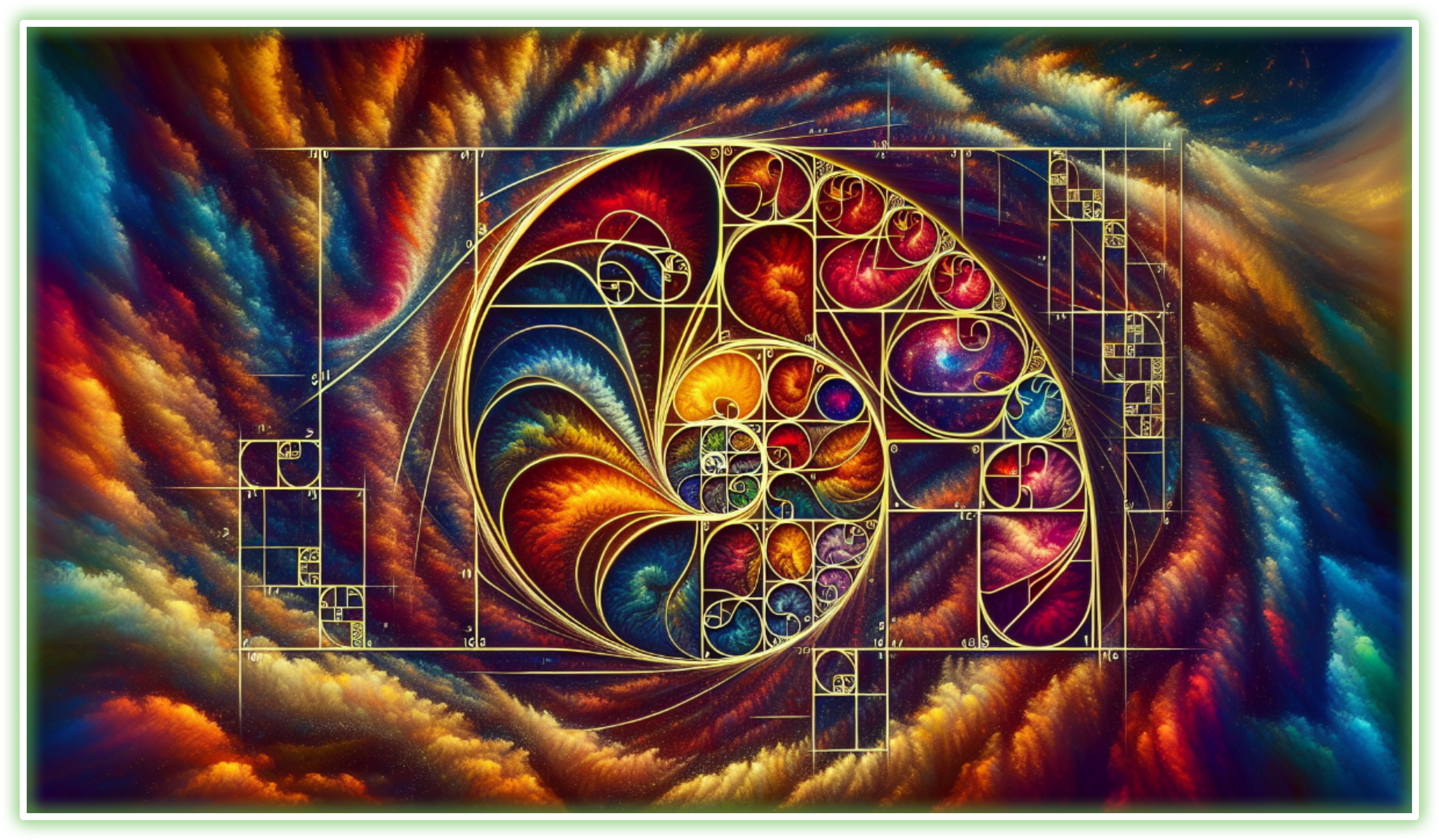 The cover image for the Infinite1 Brand blog post The Fibonacci Sequence And Golden Ratio: Nature's Mathematical Blueprint And Its Profound Connection To Reality.