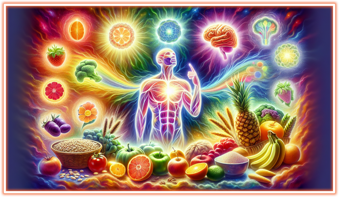 An image created for the Infinite1 Brand blog post The Importance of Eating High Vibrational Foods - Nourishing Body, Mind, and Spirit. Become your best version at infinite1brand.com
