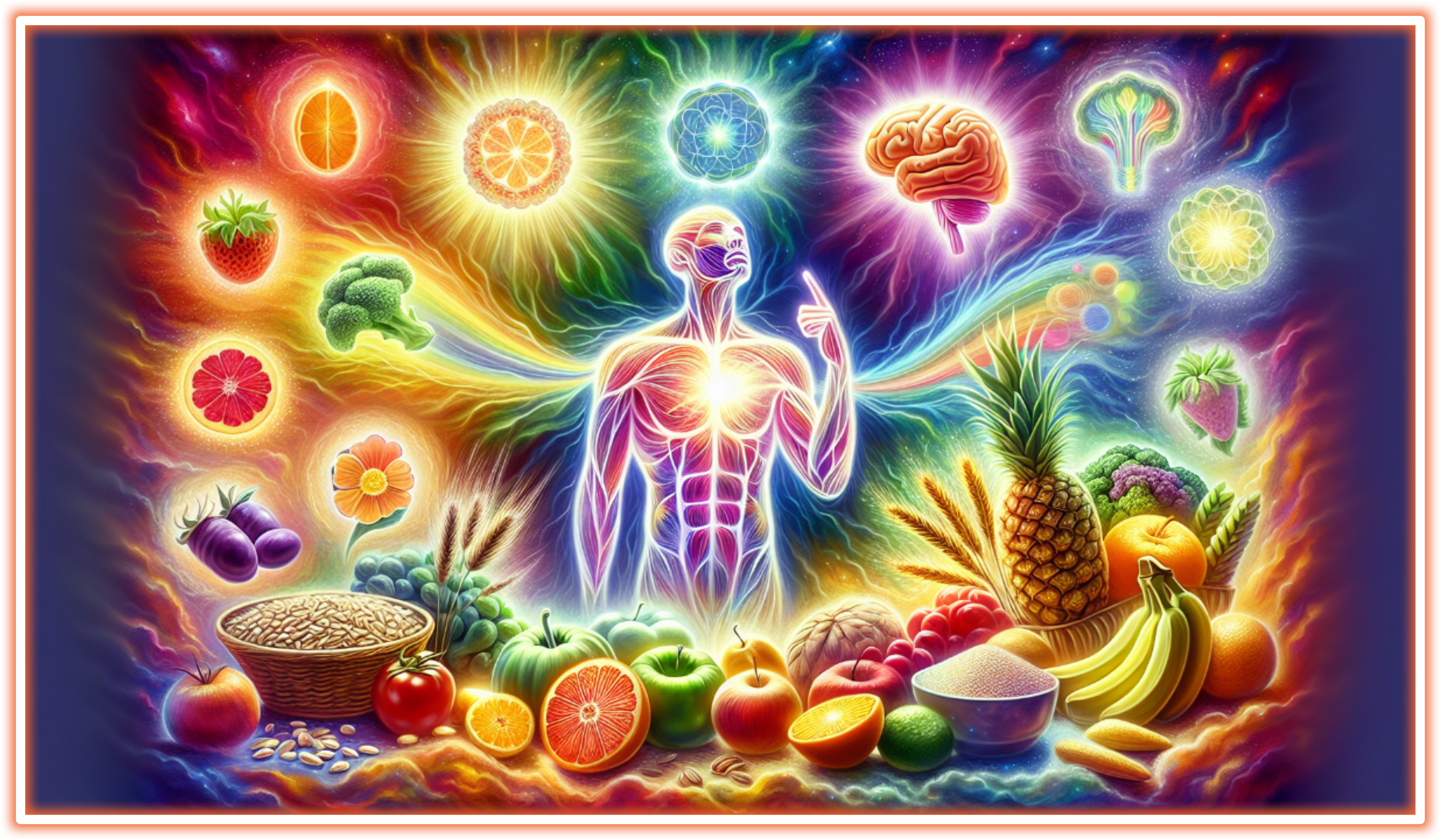 An image created for the Infinite1 Brand blog post The Importance of Eating High Vibrational Foods - Nourishing Body, Mind, and Spirit. Become your best version at infinite1brand.com