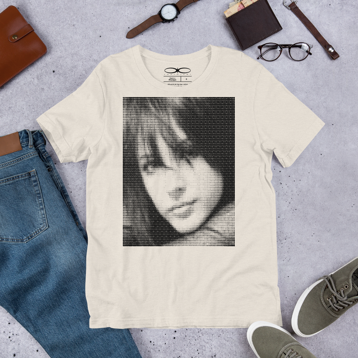 A lifestyle mockup of the Men's Halftone Graphic Short Sleeve T-Shirt.