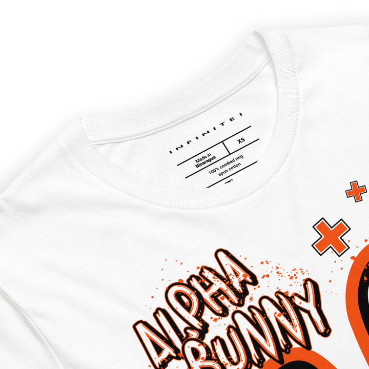 Alpha Bunny Theme Graphic Tee, close-up front view.