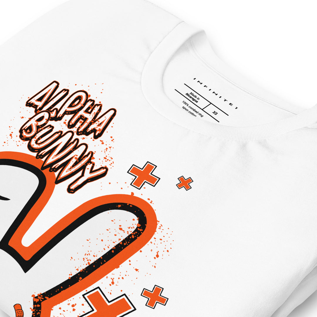 Alpha Bunny Theme Graphic Tee, folded front left  view.