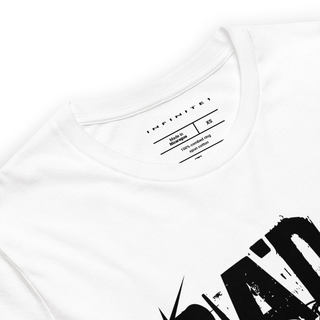 Bad Boy Theme Graphic Tee, close up detailed front view.