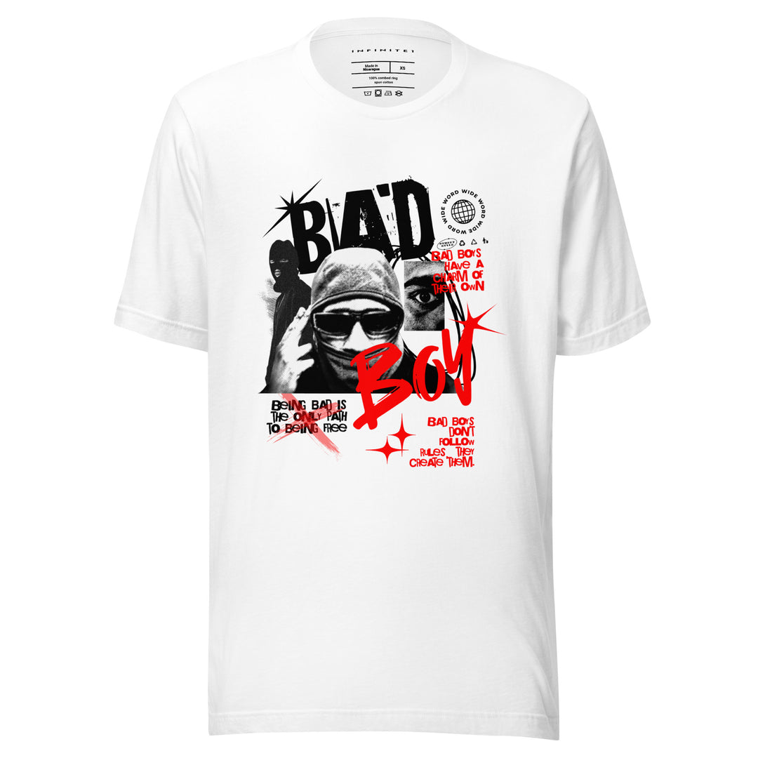 Bad Boy Theme Graphic Tee, front view.