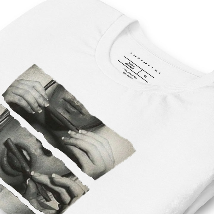 Blunt Girl Culture Theme Graphic Tee, folded front left view | Infinite1