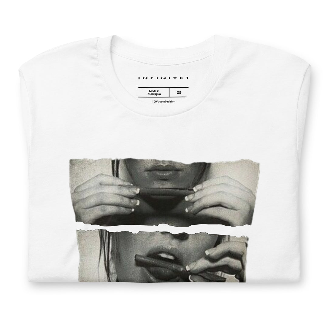 Blunt Girl Culture Theme Graphic Tee, folded front view.