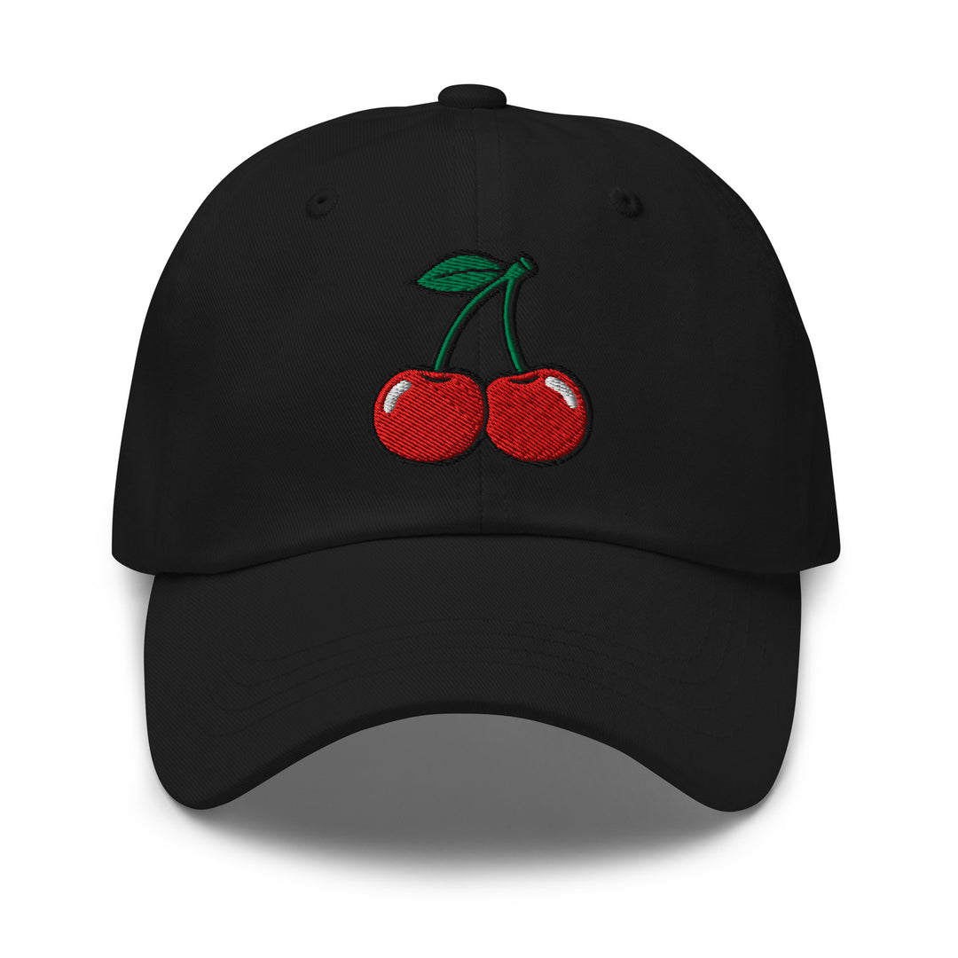 Cherry Bomb Dad Hat in Black — Front View