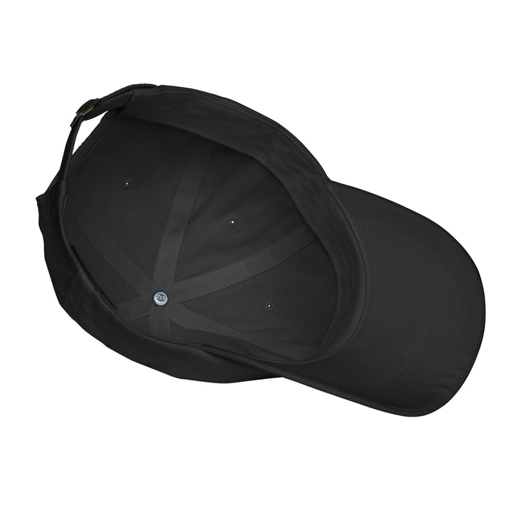 Cherry Bomb Dad Hat in Black — Underside Details View