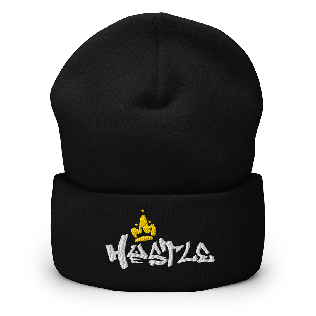 Embroidered Hustle King Theme Cuffed Beanie