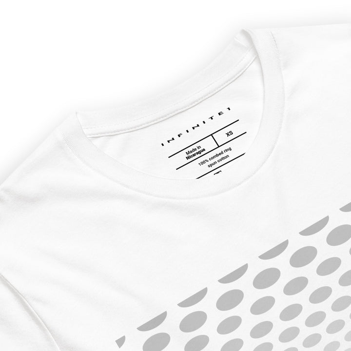 Fibonacci Pattern And Brand Logo Graphic Tee, close-up front view.