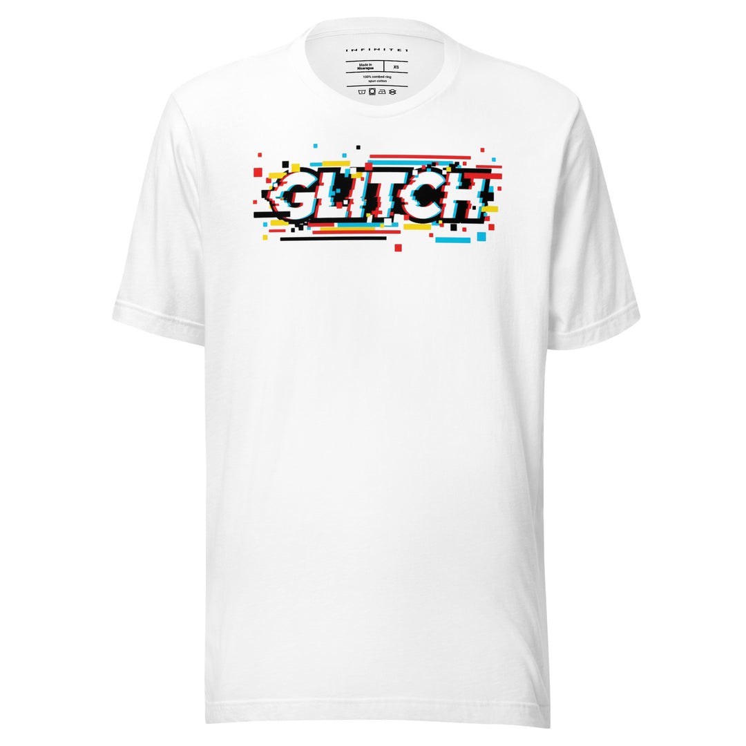 Glitch Effect Graphic Tee, front view.
