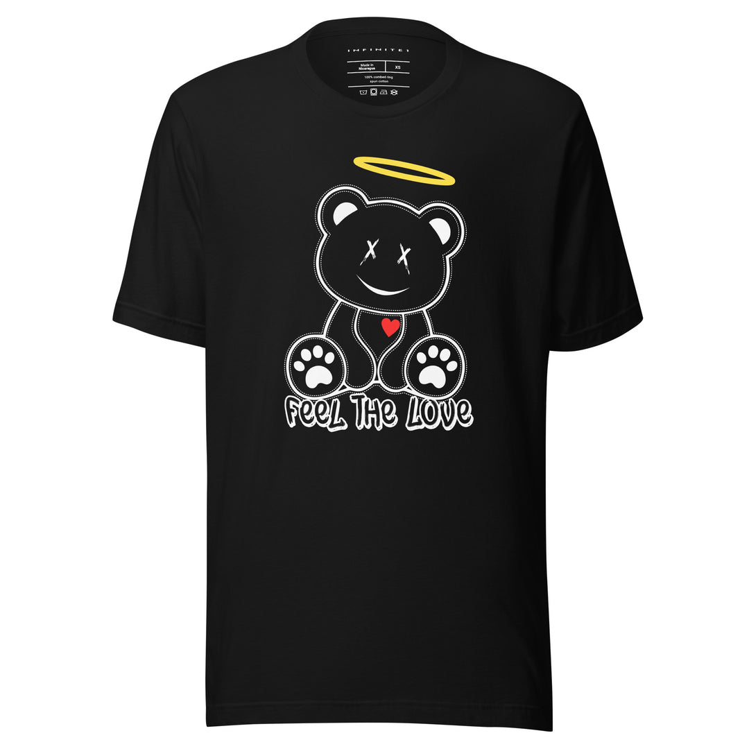 Grinning Angel Bear Graphic Tee, front view.