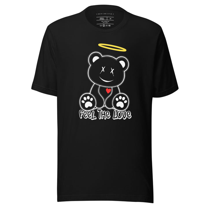 Grinning Angel Bear Graphic Tee, front view.