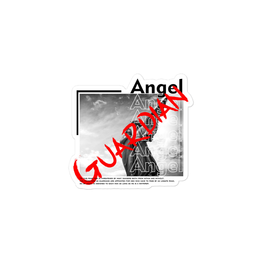 Guardian Angel Slogan Bubble-Free Sticker, 3" x 3"
