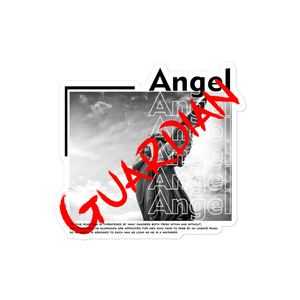 Guardian Angel Slogan Bubble-Free Sticker, 4" x 4"
