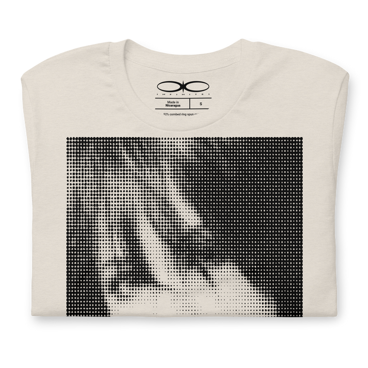 Halftone Girl Graphic Tee, folded close up front view.