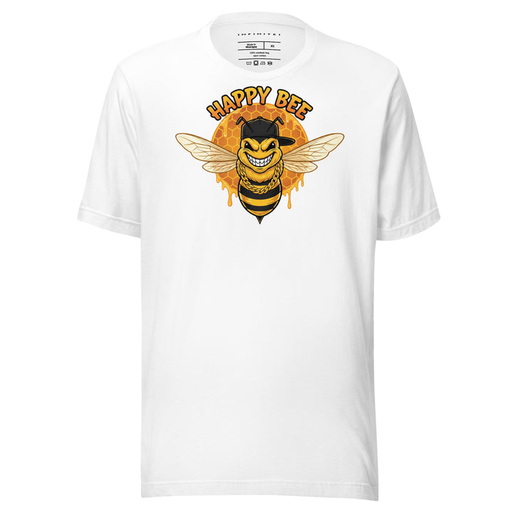 Happy Bee graphic tee in white — front view | Infinite1