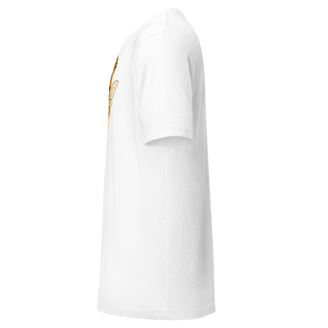 Happy Bee graphic tee in white — left side view | Infinite1
