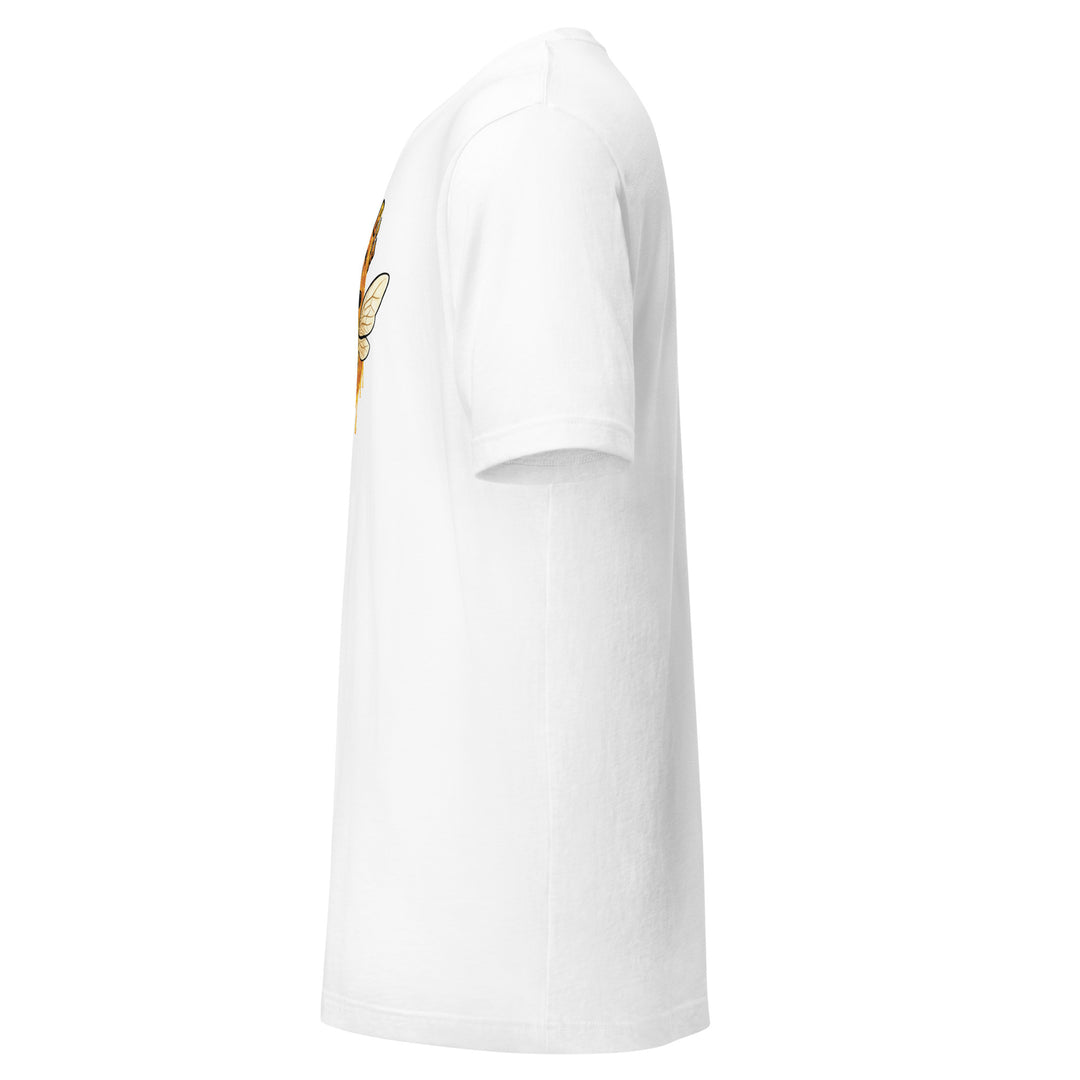 Happy Bee graphic tee in white — left view | Infinite1