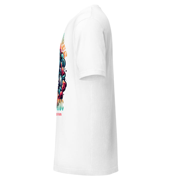 Infinite Vibes Cosmic Universe Graphic Tee in White - Left Side View