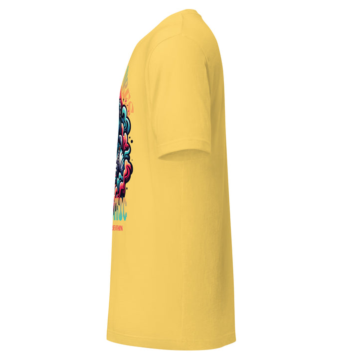 Infinite Vibes Cosmic Universe Graphic Tee in Yellow - Left Side View