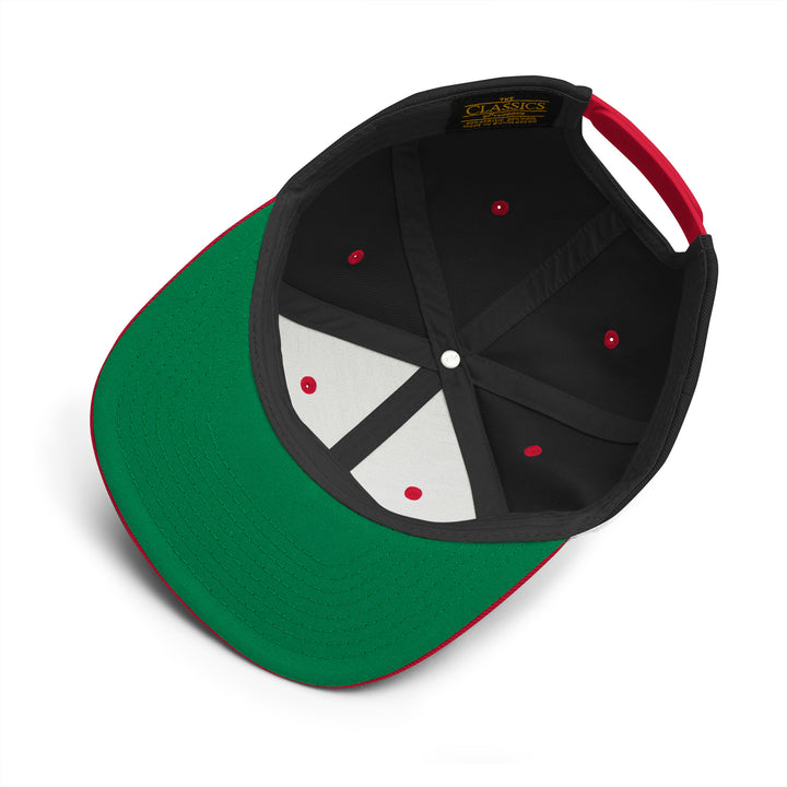 Legend 23 Tribute Embroidered Snapback Hat in Black and Red, undervisor detail | Infinite1