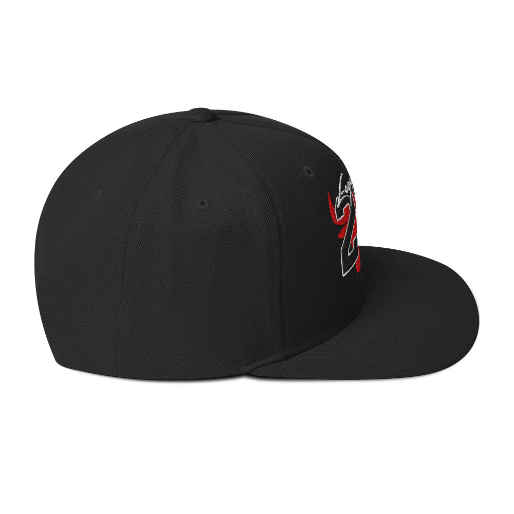 Legend 23 Tribute Embroidered Snapback Hat in Black, right side view | Infinite1