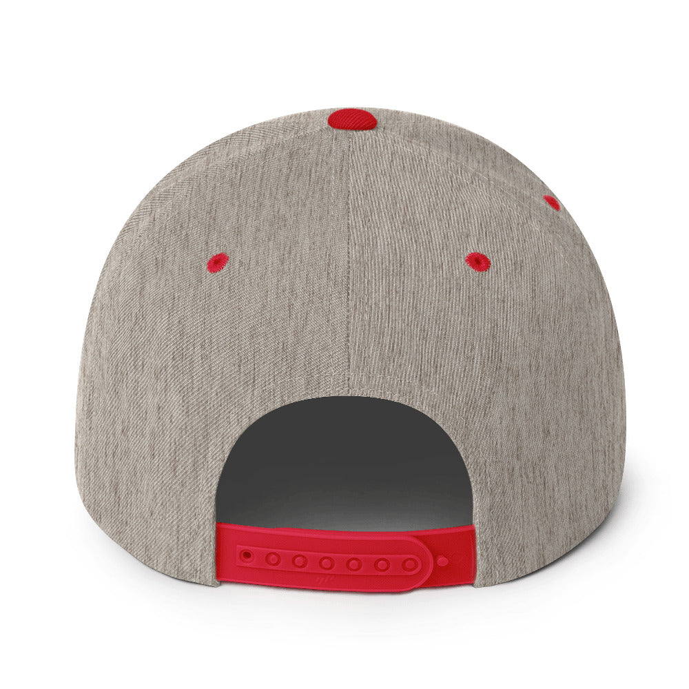Legend 23 Tribute Embroidered Snapback Hat in Heather Grey and Red, back view | Infinite1
