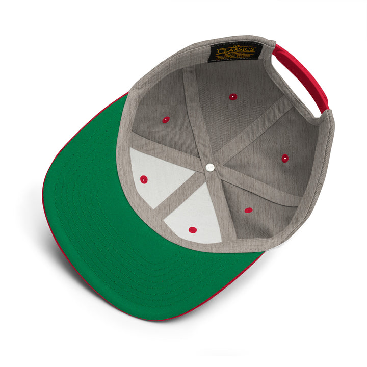 Legend 23 Tribute Embroidered Snapback Hat in Heather Grey and Red, undervisor detail | Infinite1