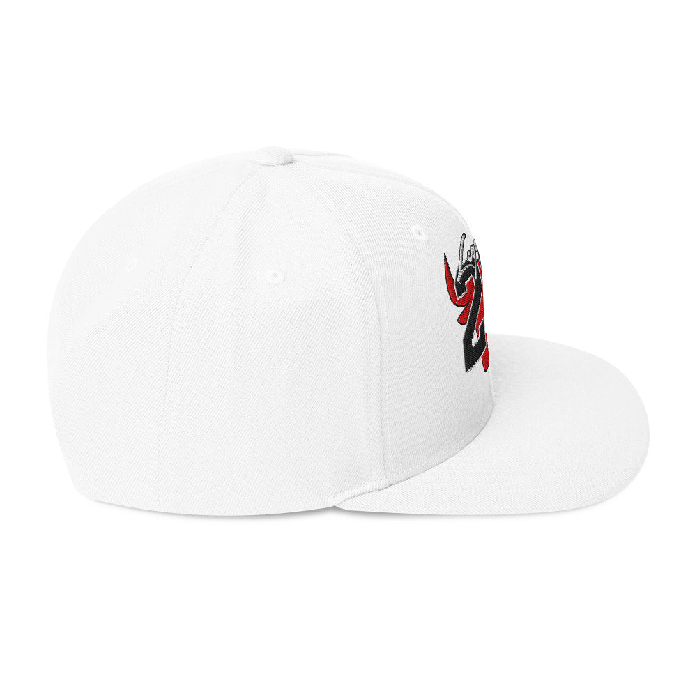Legend 23 Tribute Embroidered Snapback Hat in White, right side view | Infinite1