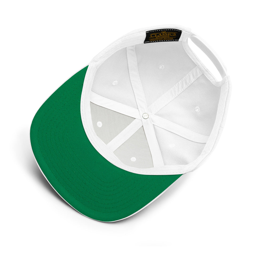 Legend 23 Tribute Embroidered Snapback Hat in White, undervisor detail | Infinite1