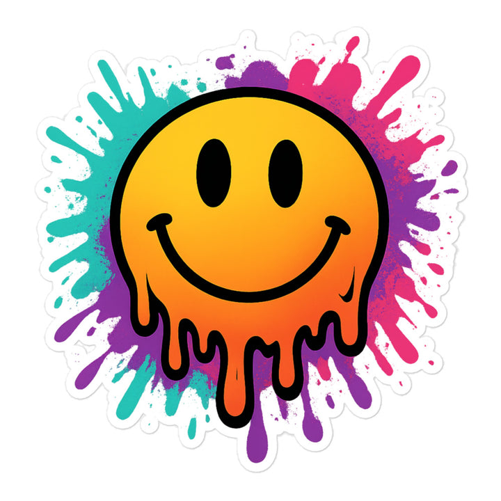 Melting Smiley Face Bubble-Free Sticker, 5.5" x 5.5"