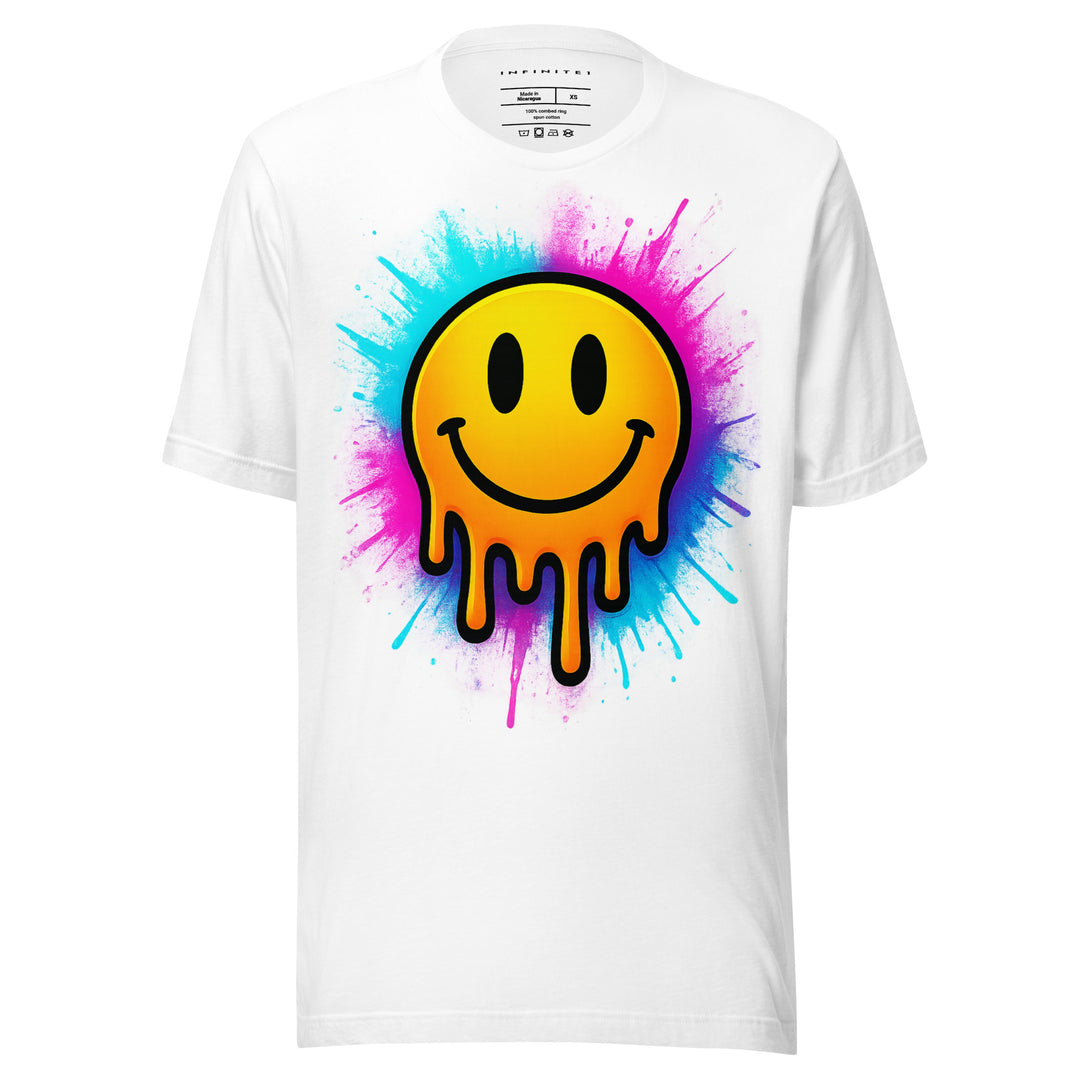 Melting Smiley Face Graphic Tee, front view.