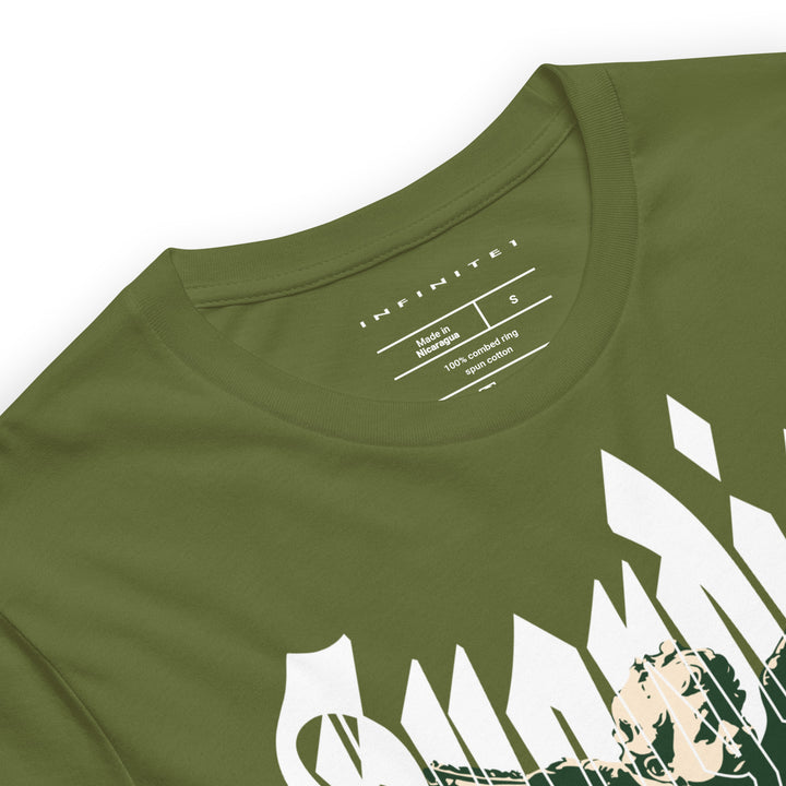 Men's Angel Guardian Urban Graphic T-shirt, close-up front view.