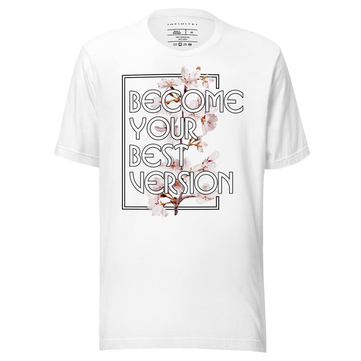Men’s Brand Slogan And Flowers Graphic Tee, front view.