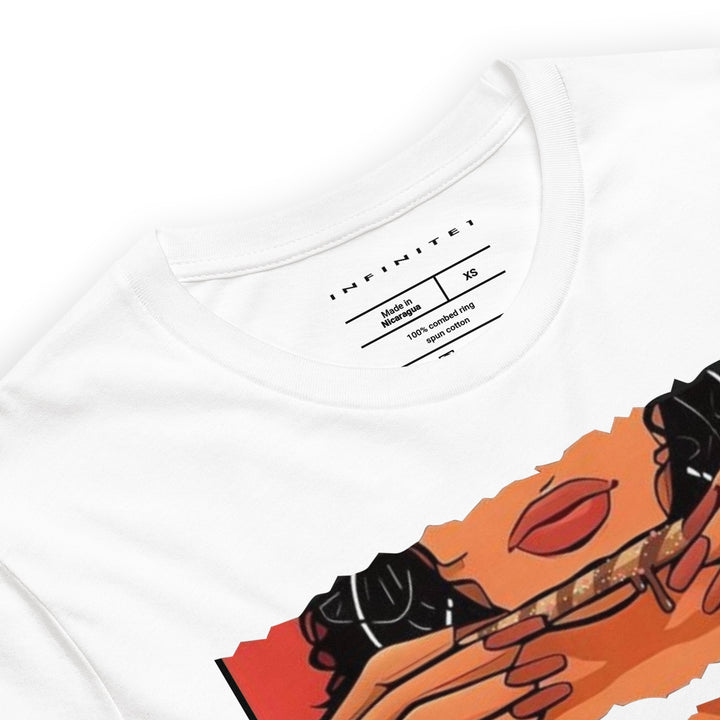 Men's Candy Girl Culture Theme Graphic Tee, close-up front view.