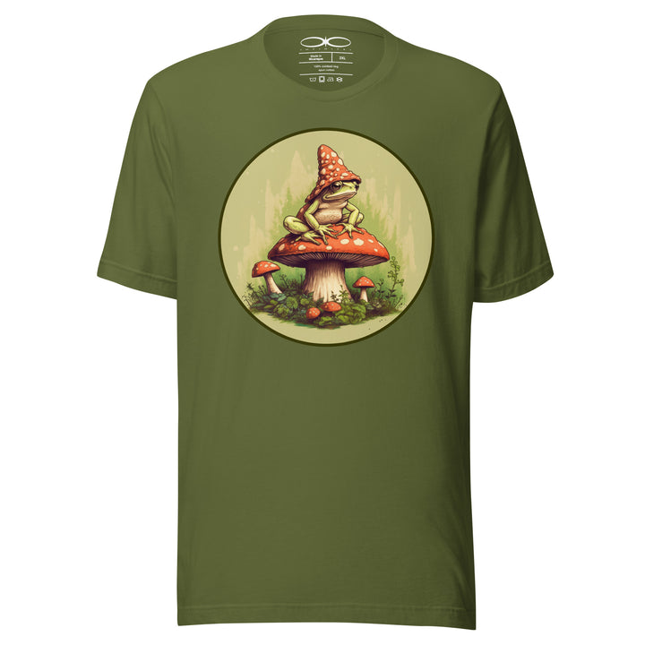 Men's Frog On A Mushroom Graphic T-shirt, front view.