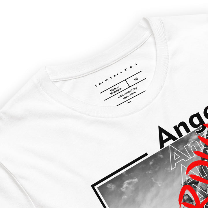 Men's Guardian Angel And Slogan Graphic Tee, close-up front view.