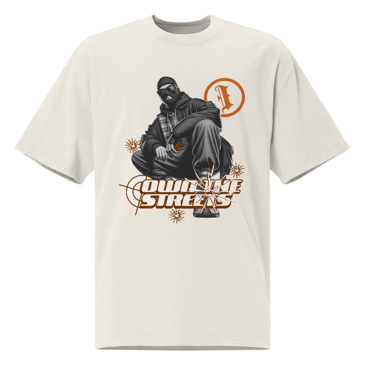 Men's I Own The Streets Theme Oversized Faded Tee, front view.