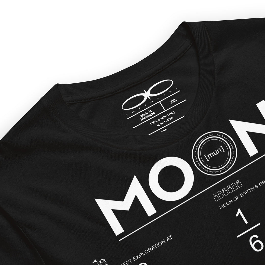 Men's Moon And Lunar Data Graphic Tee, close-up front view.