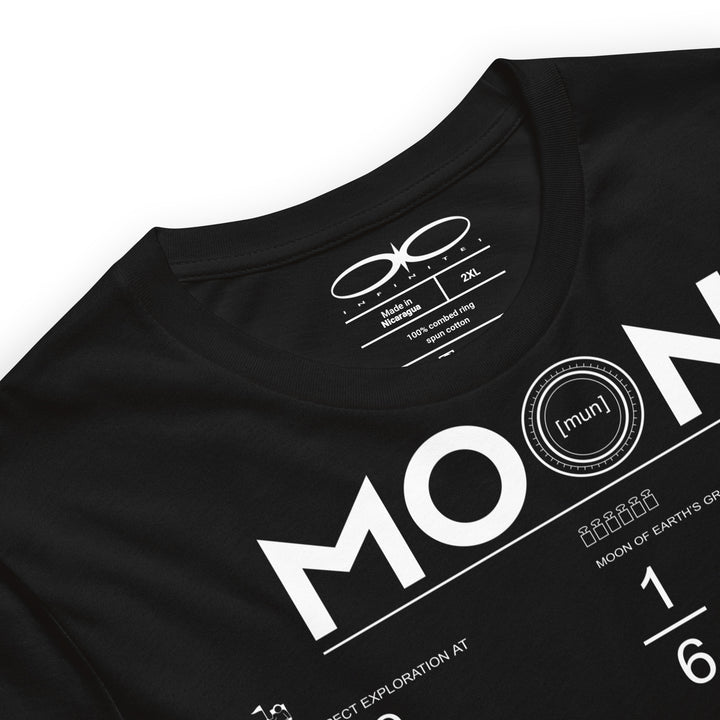Men's Moon And Lunar Data Graphic Tee, close-up front view.