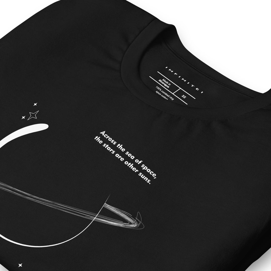 Men’s Planet Doodle And Slogan Graphic Tee, folded front left view.