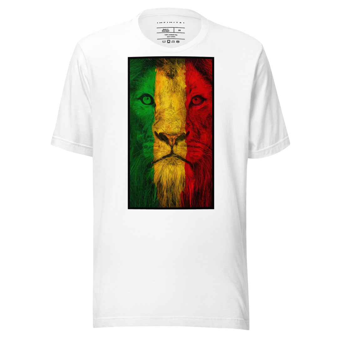 Men's Rasta Lion Theme Graphic Tee, front view.