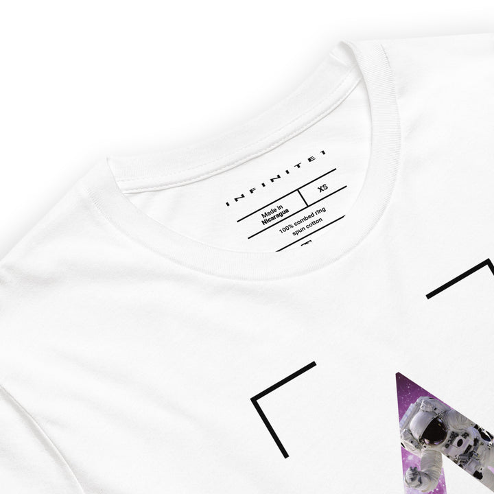 Men’s Space Theme And Quote Graphic Tee, front close-up view.
