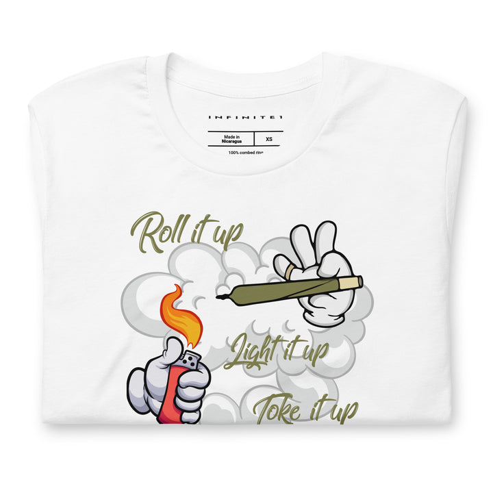 Men's Stoner And Marijuana Theme Concept T-shirt, folded front view.