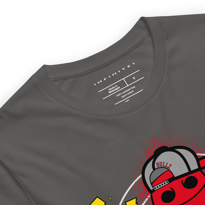 Men's Subliminal Bull Cartoon Character Casual Tee, front close-up view.