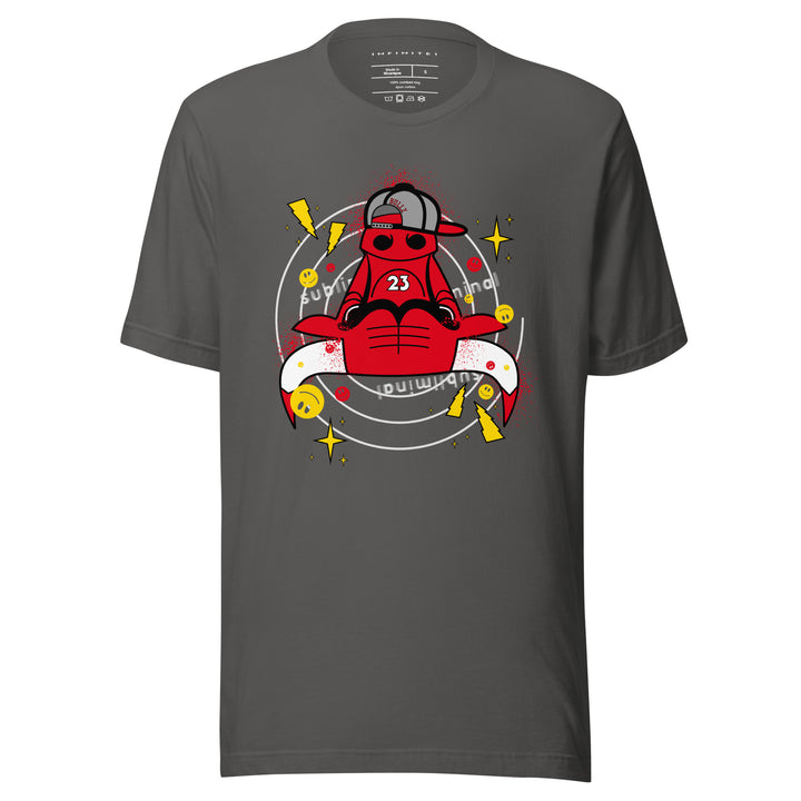 Men's Subliminal Bull Cartoon Character Casual Tee, front view.