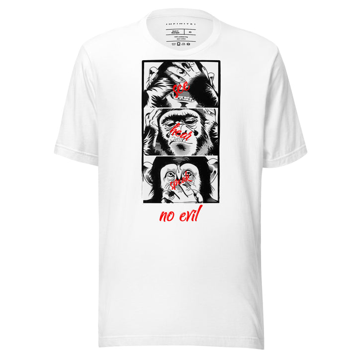 Men's Three Monkeys And No Evil Theme Concept T-shirt, front view.