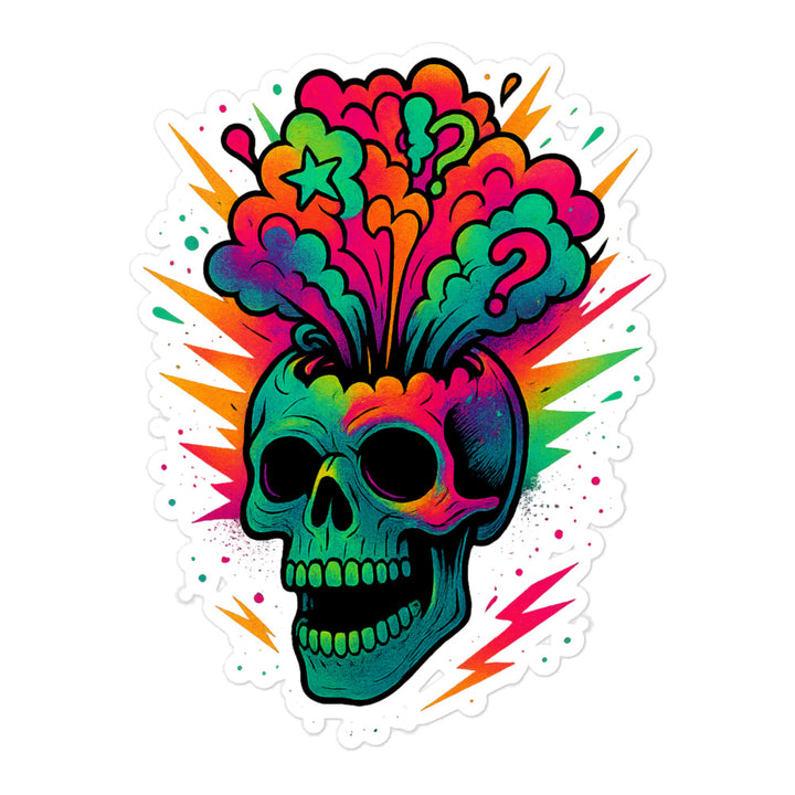 Mind Blown Skull Bubble-Free Sticker, 5.5" x 5.5"