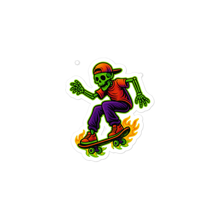 Neon Skeleton Skater Bubble-Free Sticker, 3" x 3"